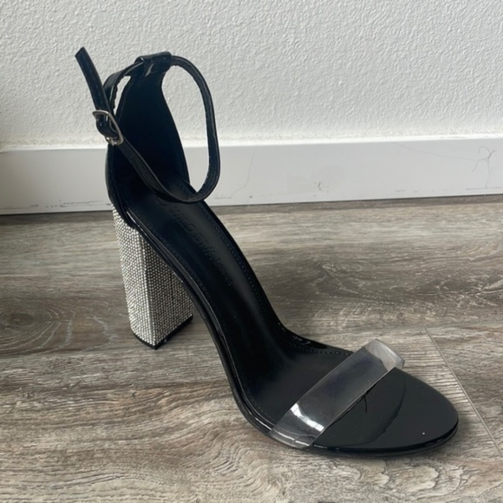NWT wild diva shoes size 10 brand new black rhinestone block heel